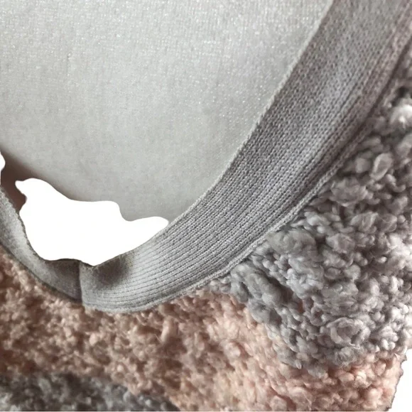 Free People Cotton Pullover Sweater  Women M  Pale Pink and Gray Stripes  Knubby - Picture 3 of 10